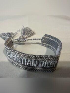 Custom Hand made CD Grey and White Christian Dior JADIOR Woven Bracelet Unisex